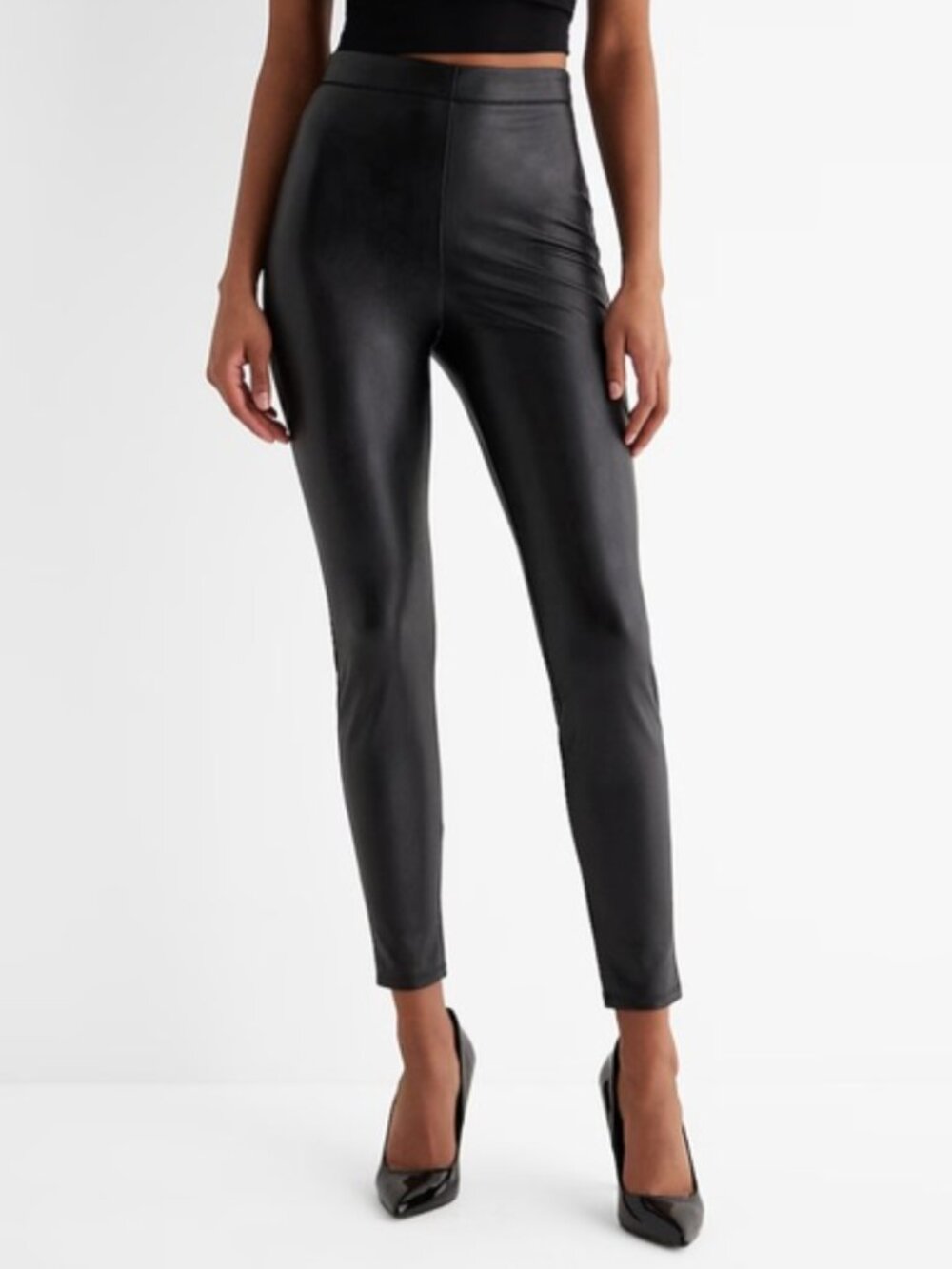 Express High Rise Faux Leather Leggings Black Size M